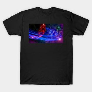 Two Planets a Sun and Rings T-Shirt